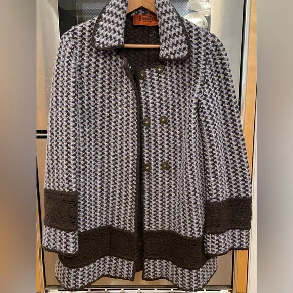 Authentic Missoni Italy Car Coat in Tweed with Crochet Accent - Picture 8 of 10